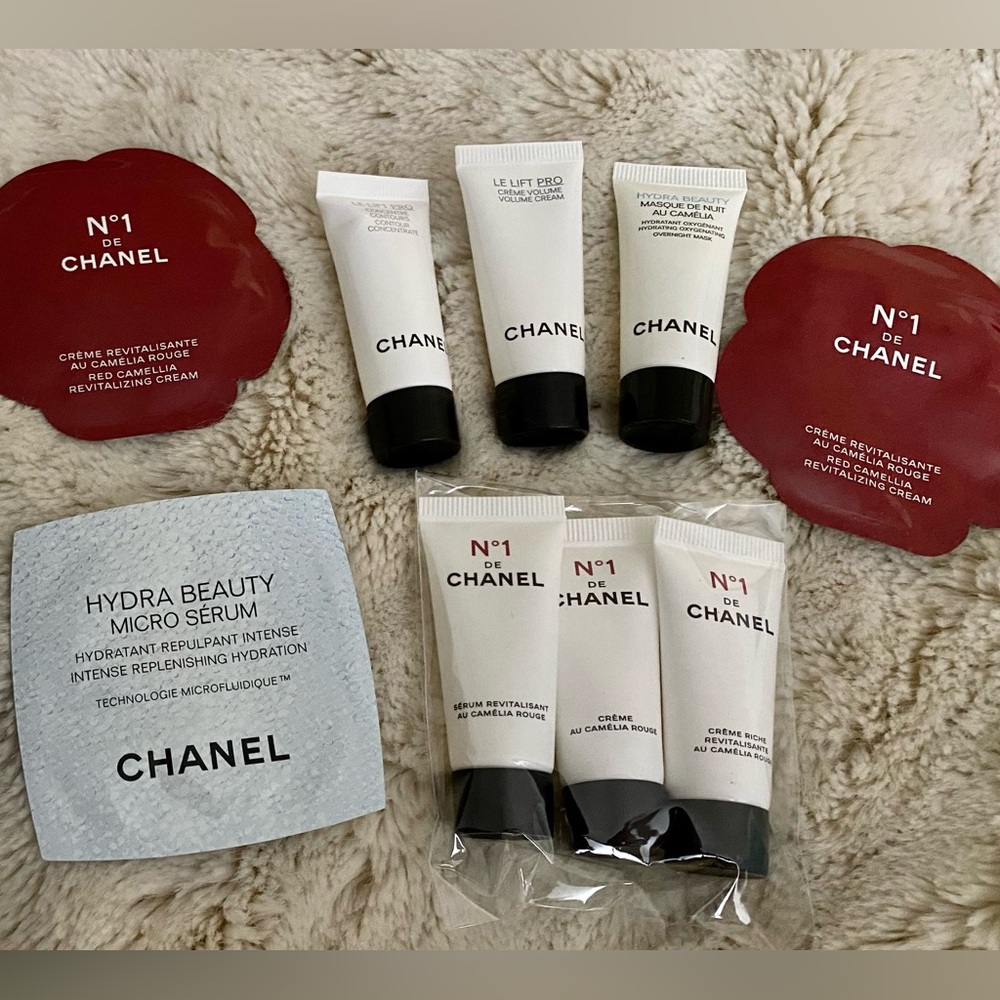 CHANEL Skincare Collection with Red and White Packaging